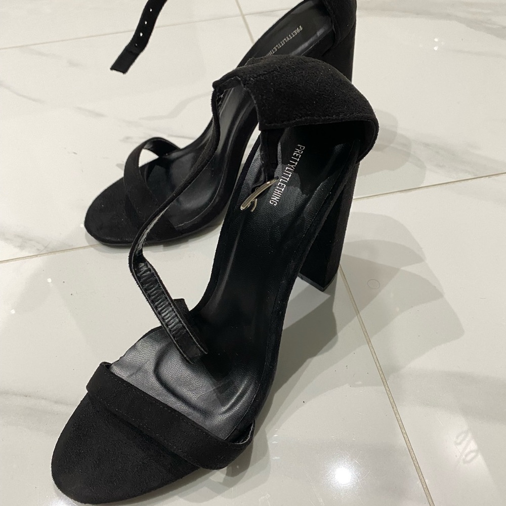PrettyLittleThing Black Stiletto Heels with Ankle Strap